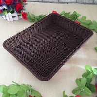 Rectangular Food Serving Basket Rectangular Woven Basket Easy to Clean Imitation Rattan Tray for Hotels, Supermarket, Tabletop, Buffet Display