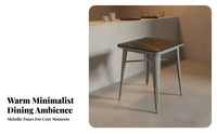 5 Pieces Industrial Dining Set Scratch Resistant Sintered Mineral Table and Chair Set Sturdy Construction Square Table Pre-assembled Style Suitable for Interior Designers Bar Commercial Spaces Modern Cafes Taverns
