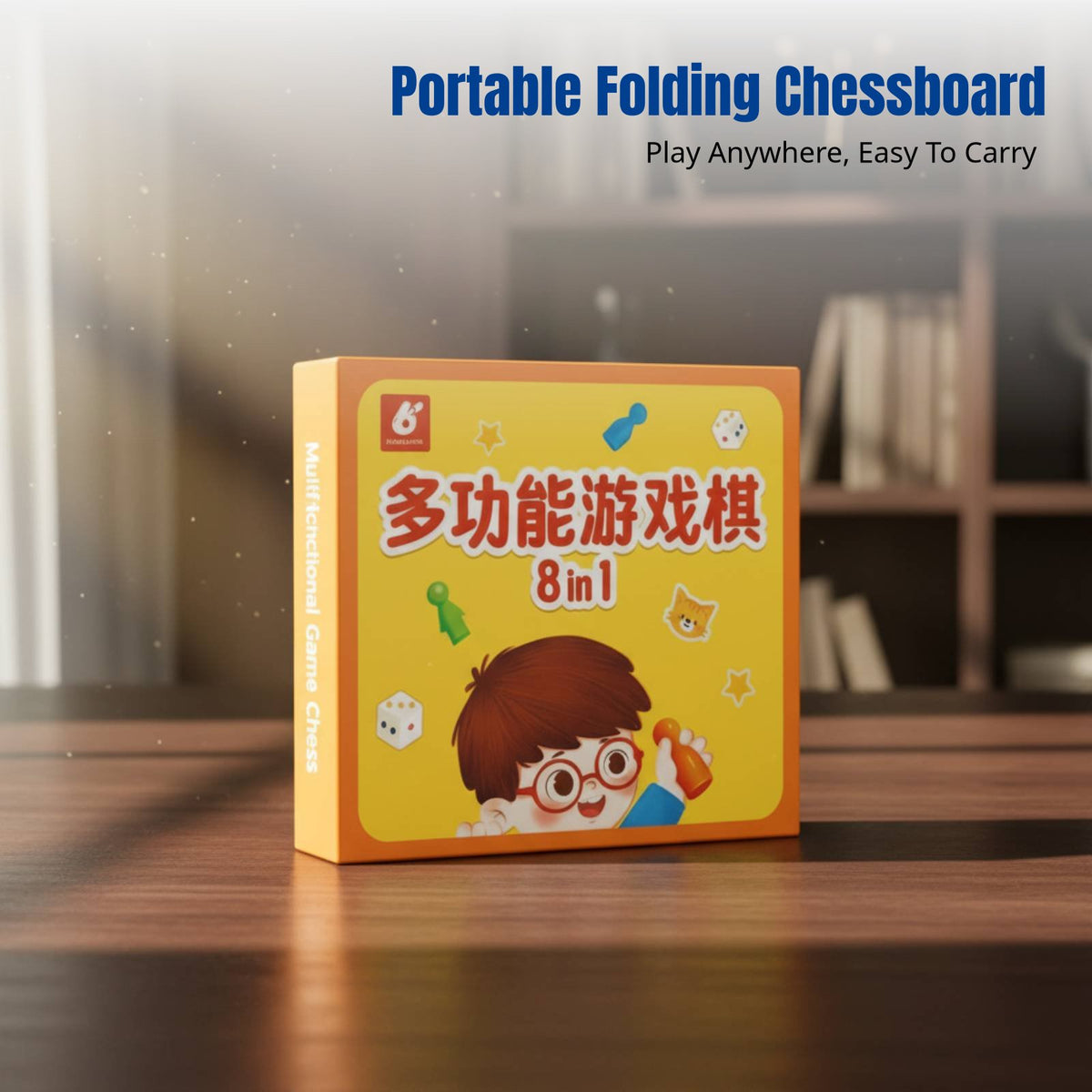 8-in-1 Magnetic Flying Chess Board, Portable Educational Puzzle Toy for Kids, Foldable Multi-Game Set, Family Travel Fun