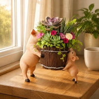 Cute Pig Resin Planter Small Plant Holder Home Decor for Garden