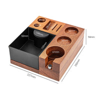 Coffee Machine Stand Wooden Espresso Station Tamper Holder Organizer Versatile Knock Box for Portafilter Distributor Brush Storage Suitable for Kitchen Home Coffee Shop