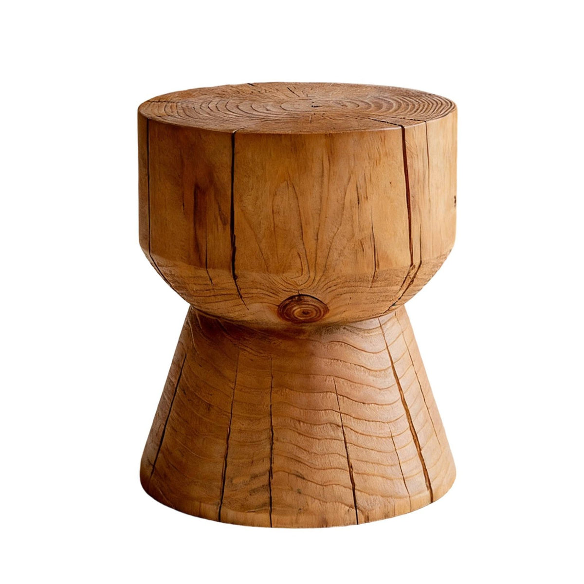 Hardwood Side Table, Vintage Wabi-Sabi Design, Handmade Creative Stool, Rustic Coffee Table Base