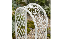 White Iron Arch Gate Miniature Iron Lattice Gate Scroll Details