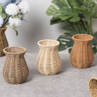 Woven Rattan Vase Flared Rim Table Decoration for Flower Arranging