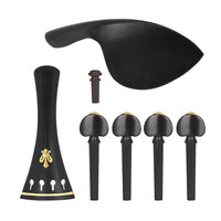 4/4 Natural Ebony Violin 4-Piece Set: Chinrest, Tailpiece, Pegs, Endpin with Brass