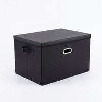 Storage Boxes with Lids and Metal Handles for Wardrobe Organisation, Faux Leather Cube for Bedroom, Heavy Duty Foldable Design