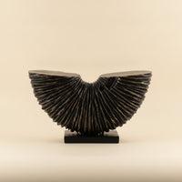 U-Shaped Sculpture Ribbed Tabletop Accent Bold for Shelf, Interior Designers
