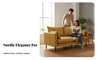 Nordic & design Minimalist Loveseat with Wooden Legs Small Space perfect Upholstered 2-Seater Settee Japanese appearance space-efficient Couch Sturdy Construction for Apartment Dwellers, Young Adults, homeowners, Bedroom, Studio Flat, Lounge Area, Entrywa