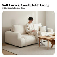 Scratch-Resistant Tufted Block Sofa Solid Wood Frame Living Room Furniture Skin-Friendly Couch Breathable Textile for Apartment Dwellers, Pet Owners, Young Adults, Bedroom