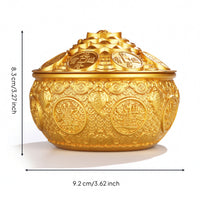 Lidded Treasure Bowl Golden-Hued Basin Decorative for Office