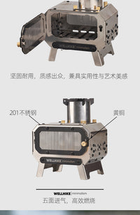 WELLHIKE户外麋鹿复古香薰炉氛围照明观火烧水mini柴火炉家居摆件