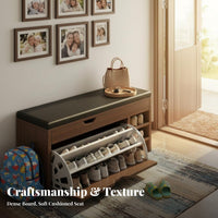 Padded Shoe Storage Bench Multi-Functional Design Cushisingled Shoe Storage