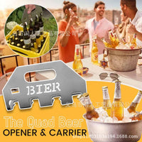 Quad Beer Opener and Beer Rack, Stainless Steel, Two-in-One Tool
