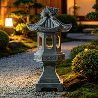 Japanese Pagoda Lantern LED Light Stone Pillar Lamp Antique-Design for Yard