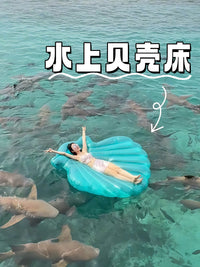 水上游泳浮床儿童网红宠物游泳圈防侧翻成人便携式泳池充气漂浮床