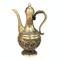 Beverage Ewer Ornament Brass-Colored Pitcher Embossed for Display Shelf