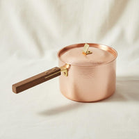 Copper Pot with Lid Artisanal Hammered Copper Pot Straight-Sided