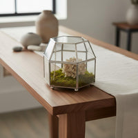 Hexagonal Glass Box Hinged Lid Glass Terrarium Case Lidded Display Box Multipurpose Vintage Design Jewelry Organizer for Desktop