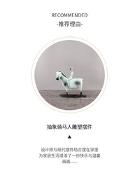 现代简约抽象金属骑马人雕塑艺术摆件客厅玄关书房民宿家居装饰品