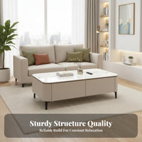 TV Stand and Coffee Table Set Scratch Resistant Sintered Stone Top TV Cabinet Large Storage Capacity Media Console and Table Set
