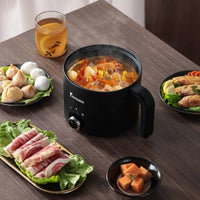 Electric Cooking Pot Nonstick Electric Pot with Glass Lid Rotary Control Cooker for Students, Individuals, Dorm Room, Small Apartment