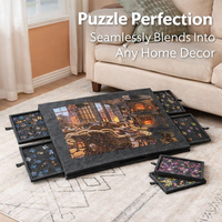 Mobile Puzzle Surface with Drawers for 1000 Piece Puzzles, Felt Mat for Adults and Home Use, Compact Storage Solution for Indoor Activities
