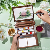 Portable 24-Well Watercolor Palette Set