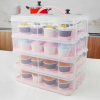 Plastic Multi-Layer Cupcake Carrier Box with Handle