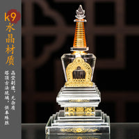 K9 Crystal Stupa with Saffron, Relics, and Amrita Pills for Buddhist Offering