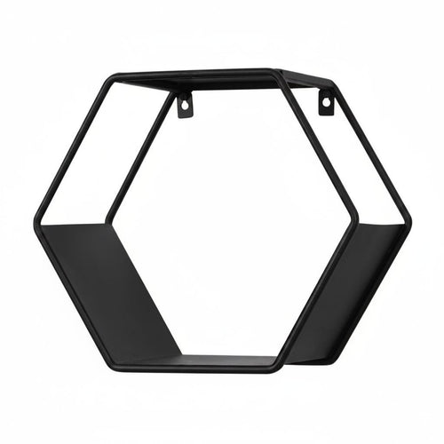 Hexagon Wall Shelf Geometric Crafted Metal Wall Shelf Space Saving Household Decor for Living Room