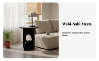 Round Pedestal Table Wabi-Sabi Aesthetic Cutout Pedestal Side Table for Students