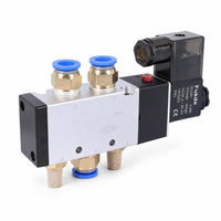 2-Position 5-Way Solenoid Valve 24V DC Pneumatic Solenoid Valve Aluminum Alloy Threaded for Technicians, Automation Systems