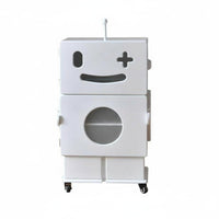 Robot-Shaped Cabinet Mobile with Wheels Nightstand Sturdy Construction