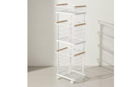 Kitchen Cart with Wire Baskets 3-Tier Rolling Cart Compact Wire Basket Trolley for Pantry