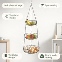3 Tier Hanging Fruit Basket, Hanging Vegetable Fruit Basket, Wall Mounted Hanging Fruit Basket, Tiered Hanging Storage Baskets