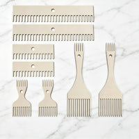 8 Pieces Wooden Weaving Comb DIY Craft Tool Easy to Use for Fringe Making