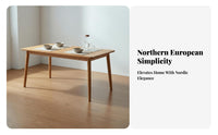 5 Pieces Natural Wood Dining Furniture Rectangular Dining Table and Chairs Solid Wood Dining Set Table and Chair Set Smooth Polished Surface Suitable for Family Meals Apartments Living Room
