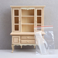 1:12娃娃屋dollhouse微缩家具摆件微场景食玩diy木质素坯餐边柜子