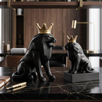 Nordic Minimalist Resin Black Lion Sculpture Ornament