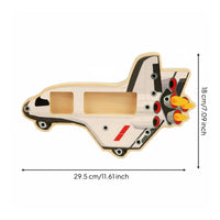 Wooden Spaceship Busy Board Lumber Space Shuttle Busy Board Screen Young Child Learning Gear for Preschool, Classroom, Playroom