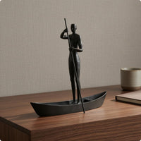Human Figure Sculpture Shiny Metal Finish Textured Metal Sculpture Abstract Figurine for Bedroom