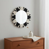 Bohemian Hanging Mirror Handmade Tassel Frame Mirror Beautiful Gift for Bedroom