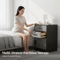3-Tier Bedside Cabinet Modern Design Nightstand Rounded Corners for Small Spaces