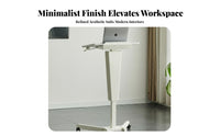 Minimalist Design Mobile Lectern Stand Lockable Casters Mobile Lectern Sturdy Construction Adjustable Height Podium Stable Structure for Presenters, Speakers, Teachers, Conference Room, Lecture Hall, Auditorium, Hotel Lobby
