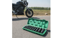 11 Pieces Metric Deep Socket Set High-Force Impact Socket Set 6-Point Tool Organized for Motorcycle Maintenance