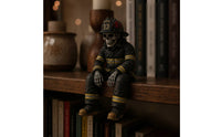 Firefighter Skeleton Shelf Sitter Macabre Tabletop Figure Spooky for Bookshelf