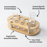 Bamboo Serving Tray for Hosting Friends, Glass Holder for Home Bar, Spirits Glass Tray Holder, Serving Tray for Spirit Tasting