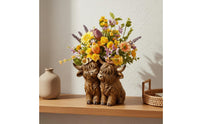 Hairy Bovine Resin Planter Decorative Desktop Piece for Shelf, Living Room