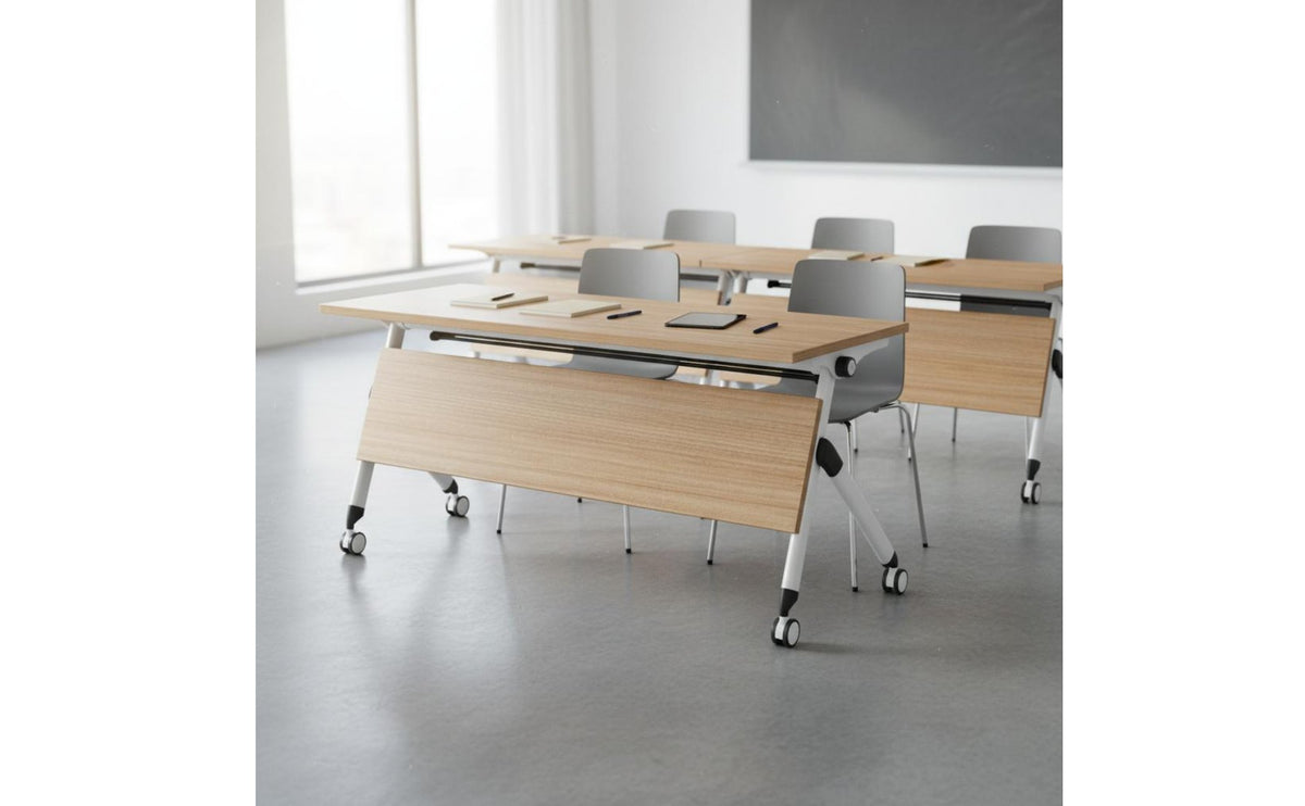 Thickened Tabletop Folding Conference Table Sturdy and Long-Lasting Folding Training Desk High Weight Capacity Modular Meeting Table for Classroom