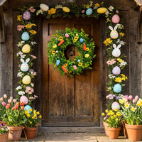40cm Easter Wreath Easter Egg Wreath Lively Colors Spring Decor for Home, Families, Staircase, Entryway, Porch